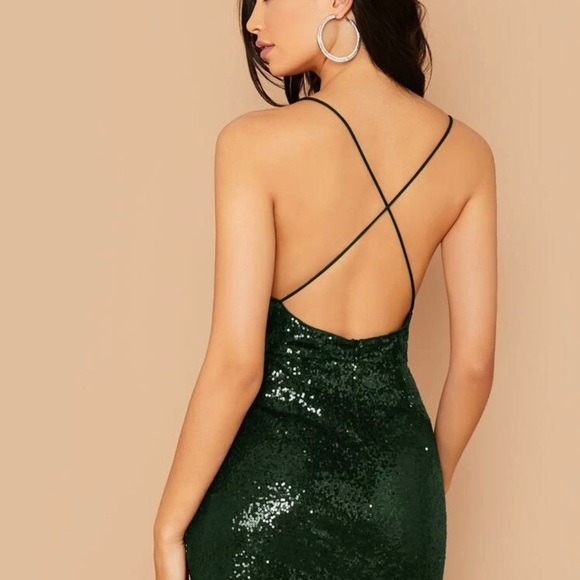 Dresses | Green Glitter Bodycon Dress Mini | Poshmark